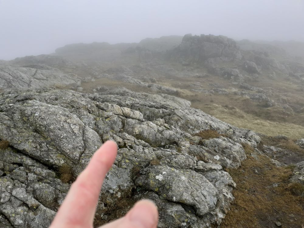 Mist on the summit of Wetherlam