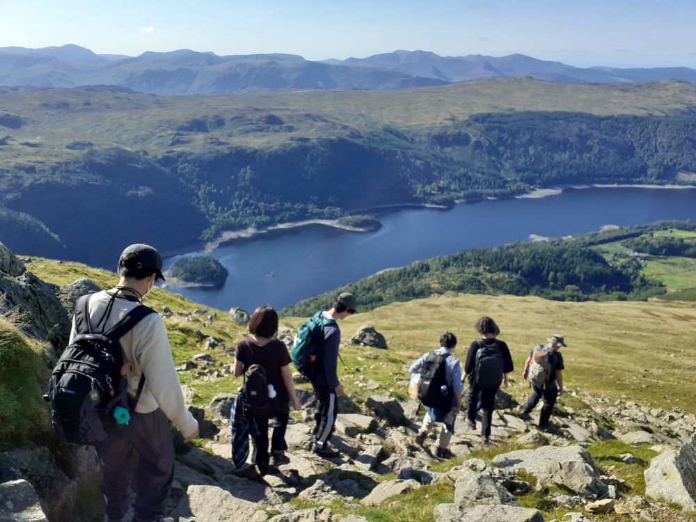 Students walk down to Thirlspot from the top of Helvellyn